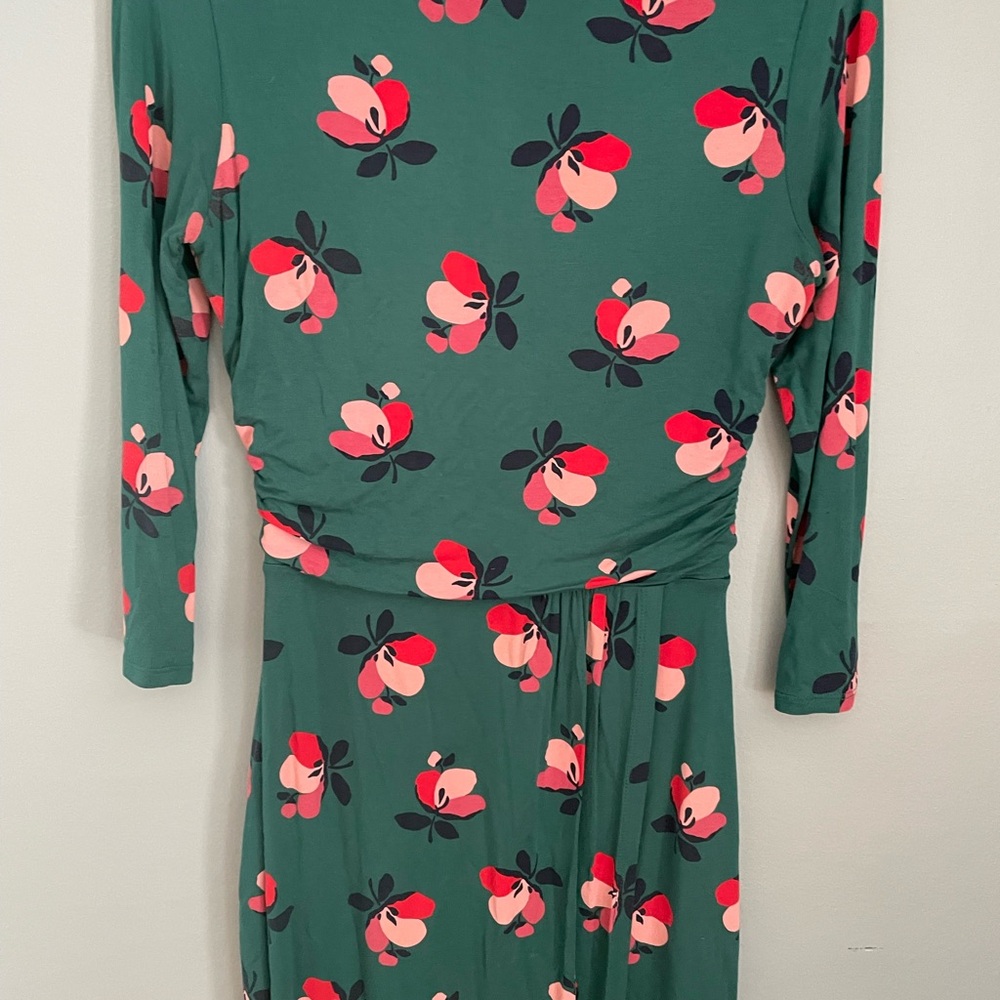 Boden Floral Green Long Sleeve Dress